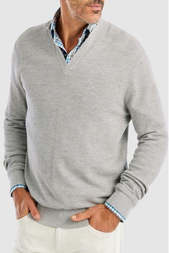 Belmore Collar Beed Stitched Sweater LIGHT GREY