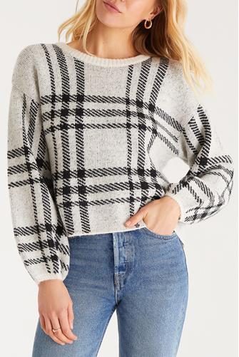 Solange Plaid Sweater OATMEAL