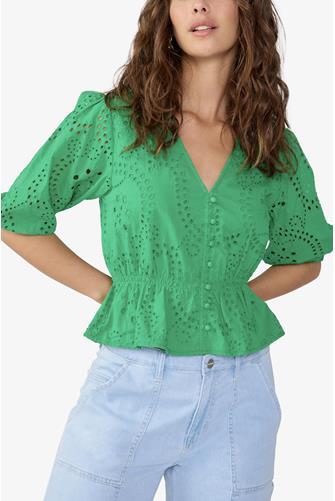 Eyelet Button Front Top JELLY BEAN