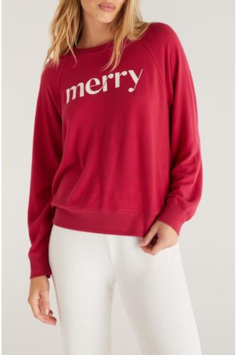 Cassie Merry Long Sleeve Top BERRY RED
