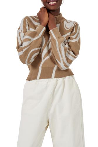 Maryssa Jacquard Multi Camel Sweater CAMEL/CLASSIC CREAM