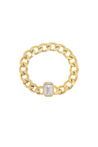 Emerald Bezel Cuban Ring 