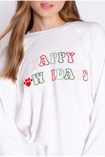 Flannels Happy Pawlidays Top IVORY
