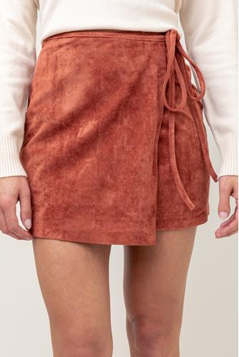 Hot Toffee Suede Wrap Skirt HOT TOFFEE