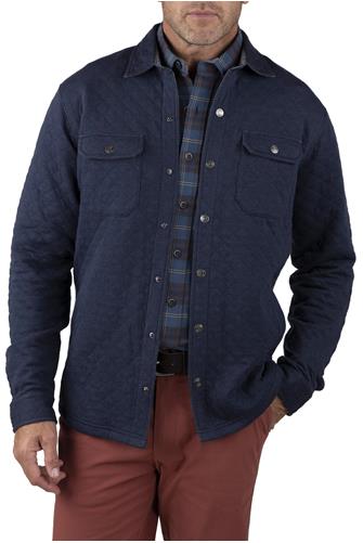 Quilted Double Face Knit Shirt Jacket NAVY HEATHER