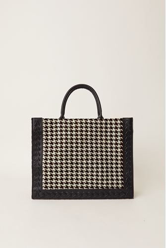 Allie Large Tote Houndstooth BLACK& WHITE