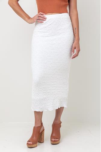 Textured Knit Maxi Skirt OFF WHITE