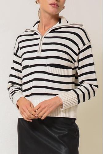Isla Stripe Sweater BLACK NATURAL