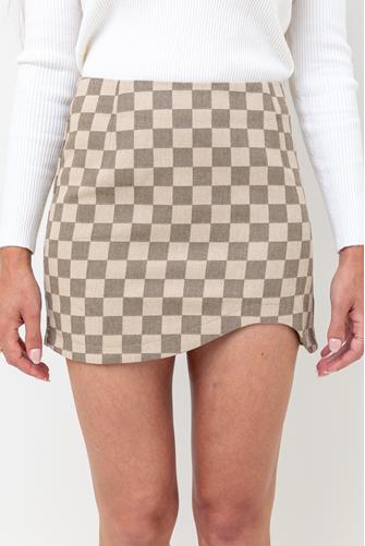 Checkered Mini Skirt TAN CHECKER