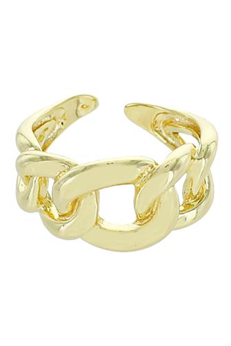 Gold Shiny Cable Adjustable Ring GOLD