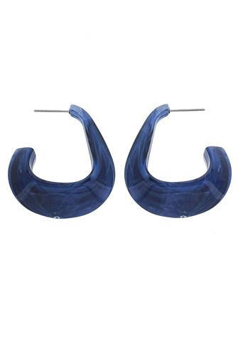 Blue Resin Open Hoop Earring BLUE
