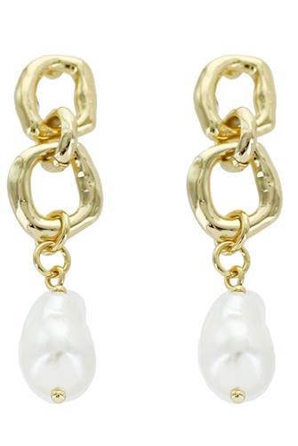 Gold Pearl Link Earrings PEARL