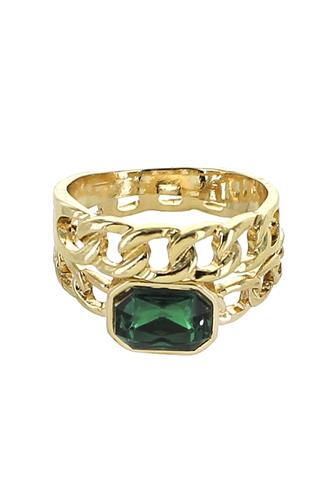 Green Jewel Cable Ring Set GREEN