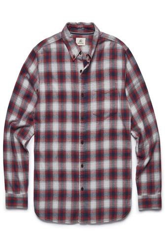 Brian Long Sleeve Plaid Brushed Cotton POMPEIAN RED