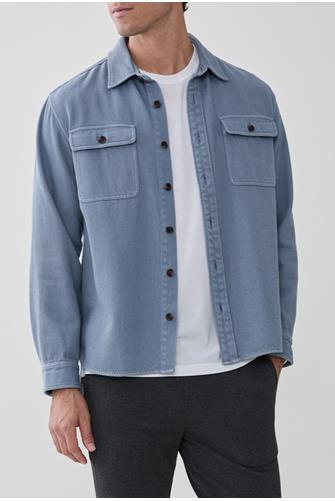 Dylan Long Sleeve Garment Dyed Beach Shirt INFINITY BLUE