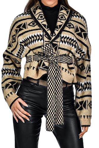Sedona Tie Front Sweater QUICKSAND MIX