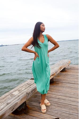 The Reverie Slub Dress CACTUS