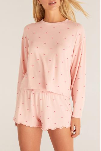 Happy Heart Long Sleeve Top PINK CANDY