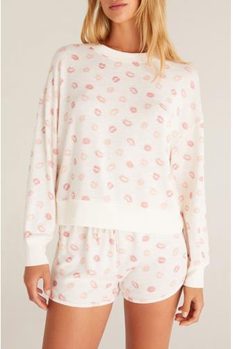 Elle Lip Long Sleeve Top BONE