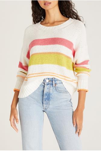 Block Stripe Sweater WHITE