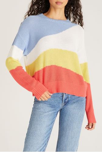 Abstract Colorblock Sweater BLUE BIRD