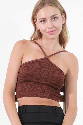 Marble Print Crop Top MAHOGANY