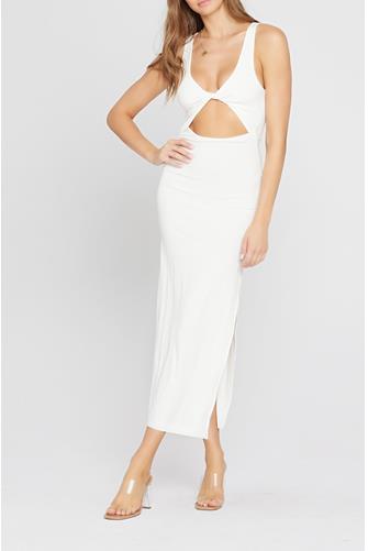 Nico Cutout Rib Midi Dress CREAM