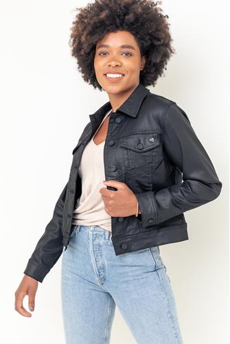 Faux Leather Coated Stretch Jacket 