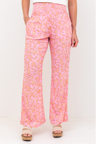New Waves Floral Wide Leg Pant PINK TRAILS