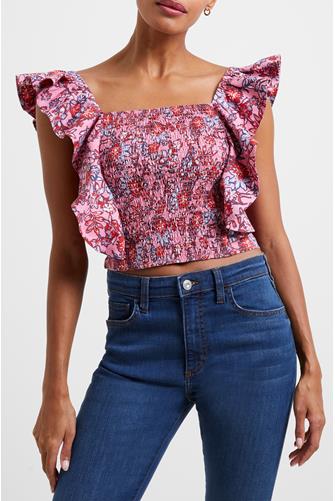 Fontini Rhodes Cotton Frill Top SEA PINK