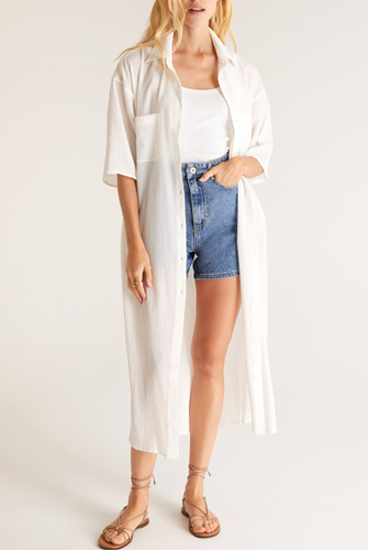 Lina Button Front Cover Up WHITE
