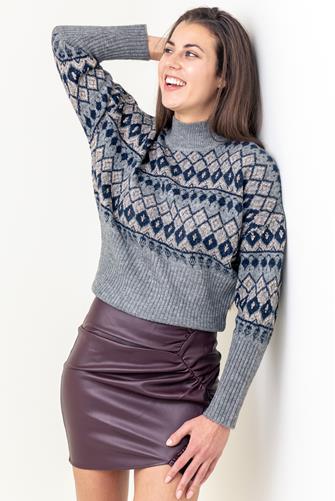 Livia Fairisle Mock Sweater SMOKE