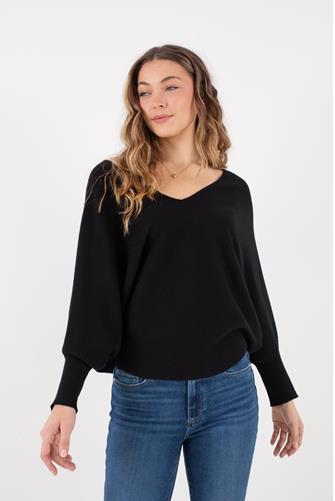 Dolman V-Neck Sweater BLACK