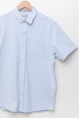 Stretch Pique Knit Short Sleeve Shirt CASHMERE BLUE BIRDSEYE PIQUE