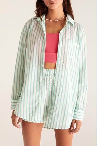 Poolside Mix Stripe Shirt GREEN JUICE