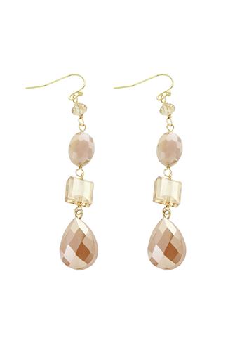 Peach Crystal Linear Earring GOLD
