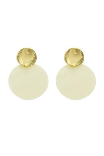 Gold White Double Circle Earring GOLD