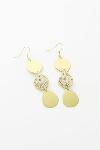 Gold and Natural Linear Boho Drop Earring GOLD
