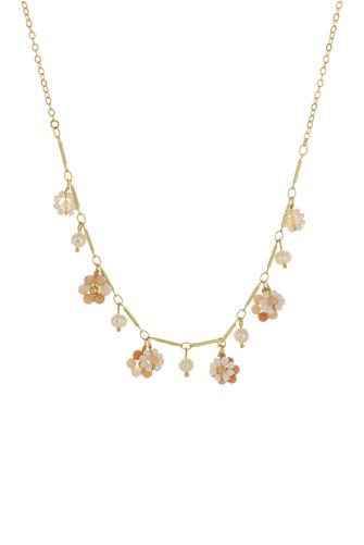 Peach Flower Drop Necklace GOLD