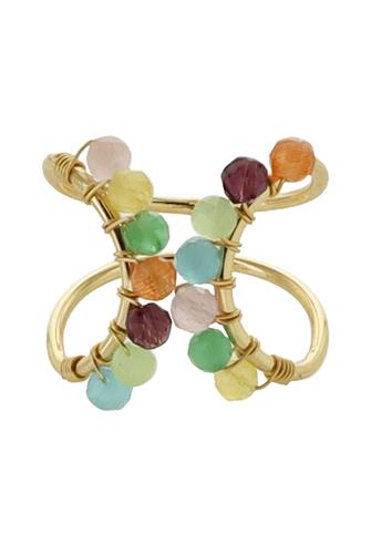 Multi Crystal Lined Ring GOLD