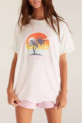 Oversized Time Flies Tee WHITE SHELL