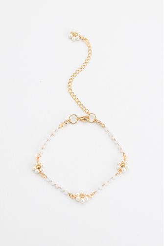 White Pearl Flower Bracelet GOLD