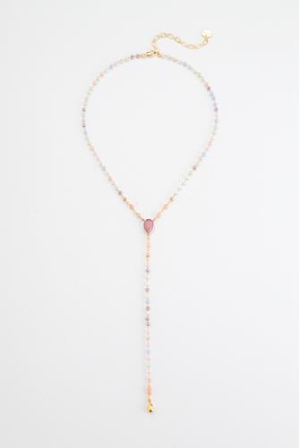Beaded Pink & Blue Lariat PINK/BLUE