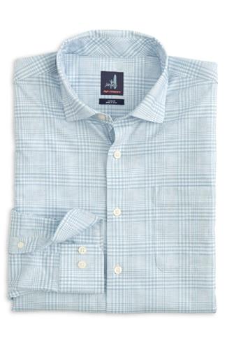 Axel Long Sleeve Lite Blue Plaid Woven Shirt MALIBU