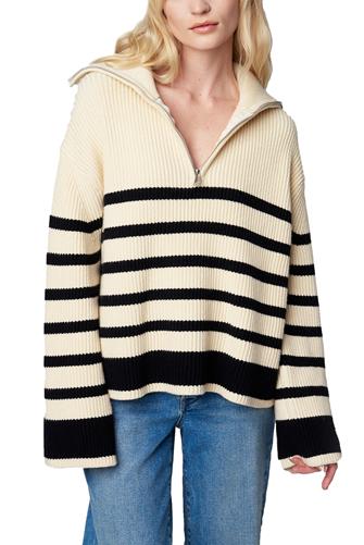 Peak Hour Stripe Zip Front Sweater PEAK HOUR