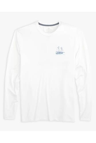Long Sleeve Sail Boat Schematic Perf Classic White