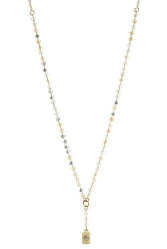 Semi Precious Stone Drop Necklace Gold/Neutral