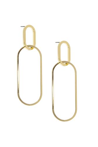 Large Link Post Drop Earring in Gold GOLD