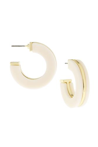 1in Layered Resin Post Hoop GOLD/WHITE
