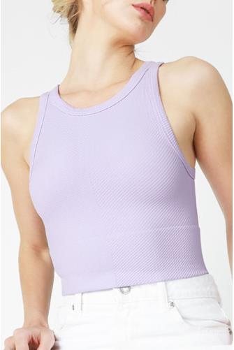 Chevron Hi Neck Crop Top ORCHID PETAL